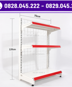 Kệ siêu thị đơn lưng lưới : Cao 1200 x Rộng 410 x Dài 700 (mm) , 3 tầng