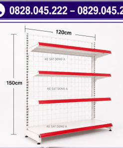 Kệ siêu thị đơn lưng lưới : Cao 1500 x Rộng 410 x Dài 1200 (mm) , 4 tầng