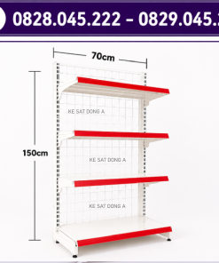 Kệ siêu thị đơn lưng lưới : Cao 1500 x Rộng 410 x Dài 700 (mm) , 4 tầng