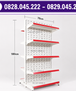 Kệ siêu thị đôi lưng tôn đục lỗ : Cao 1800 X Rộng 760 x Dài 700(mm) , 5 tầng