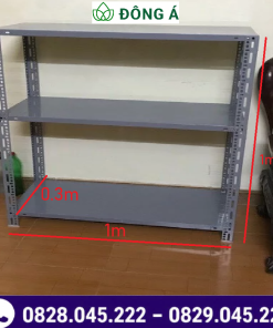 Kệ sắt v lỗ kích thước Cao 1m x Rộng 0.3m x Dài 1m ( 3 mâm)
