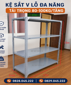 Kệ sắt v lỗ kích thước Cao 1.5m x Rộng 0.4m x Dài 1.2m ( 4 mâm)