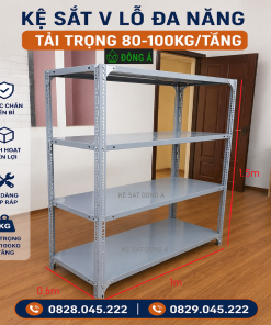 Kệ sắt v lỗ kích thước Cao 1.5m x Rộng 0.6m x Dài 1m ( 4 mâm)