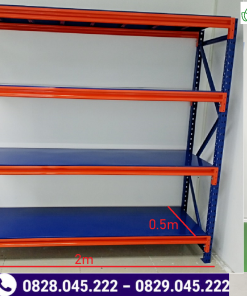 Kệ Trung Tải 300kg/ tầng : Cao 2.4m x Rộng 0.6m x Dài 2m ( 4 mâm )